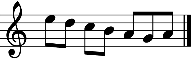 A bar of music with seven quavers grouped 2+2+3 — a Grade 5 time signature question