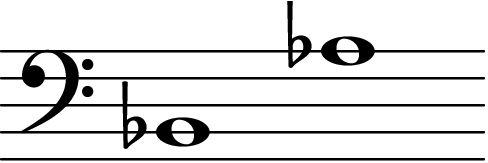 B flat up to A flat in the bass clef — a minor 7th